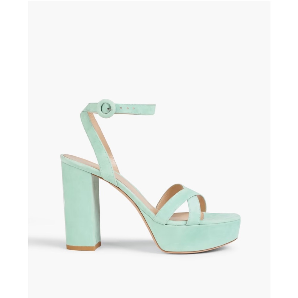 NWT. Gianvito Rossi mint sued platform sandals